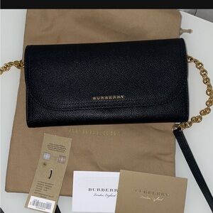 Burberry Black Crossbody Bag with Gold Chain